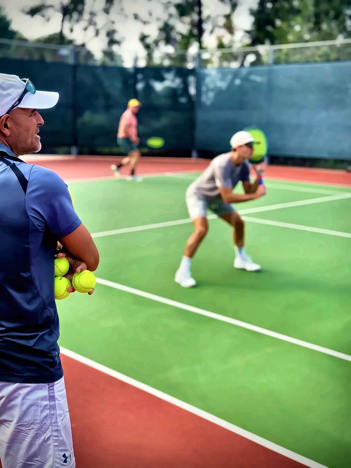Junior player in ready position during a footwork drill